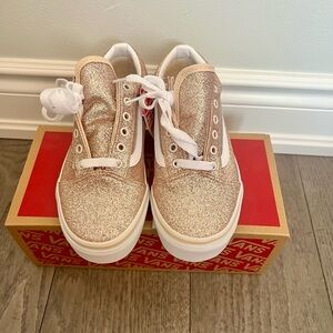 Vans Kids Glitter Sneakers - Gold and White